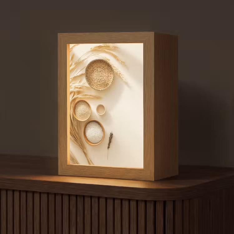 Granen - Hout - Kom - Beige Light Box met kabel (Tafellamp) klein -z3d_website