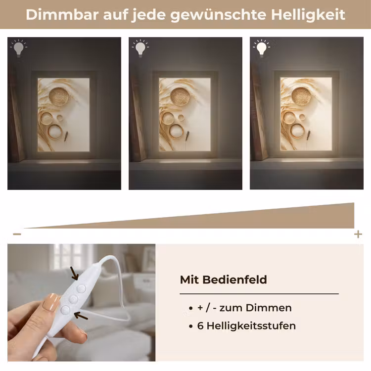 Granen - Hout - Kom - Beige Light Box met kabel (Tafellamp) klein -USP_dimbaarDE