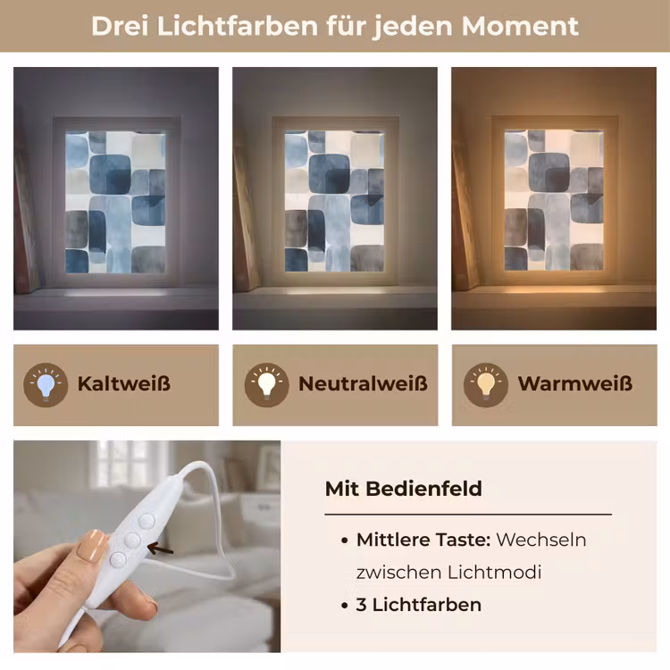 Patroon - Blauw - Vierkanten Light Box met kabel (Tafellamp) klein -USP_lichtkleurDE