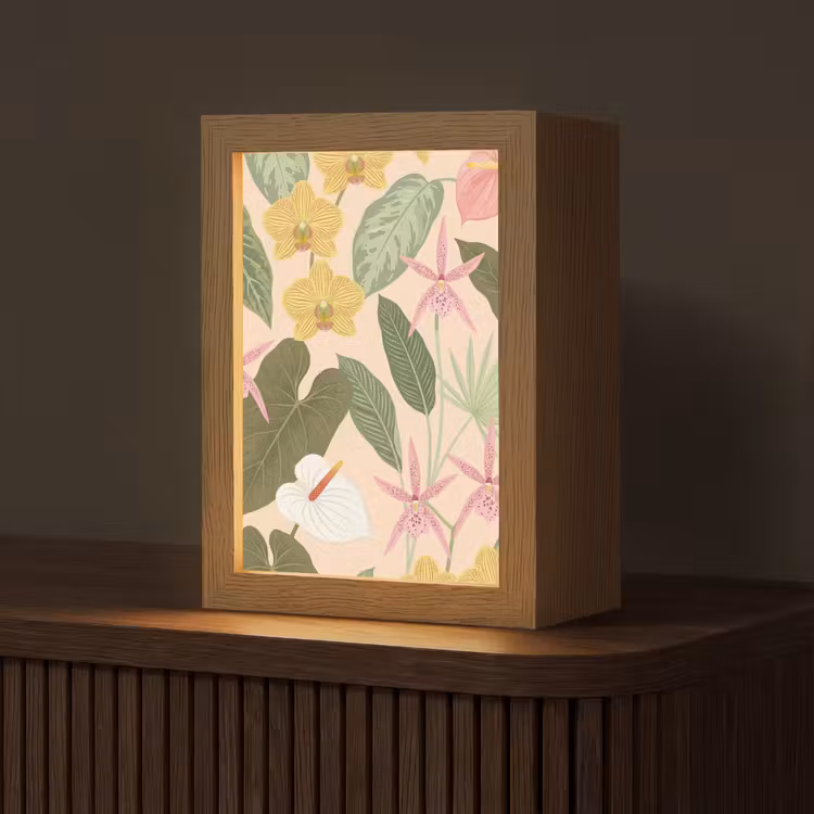 Patroon - Bloemen - Kleurrijk Light Box met kabel (Tafellamp) klein -z3d_website