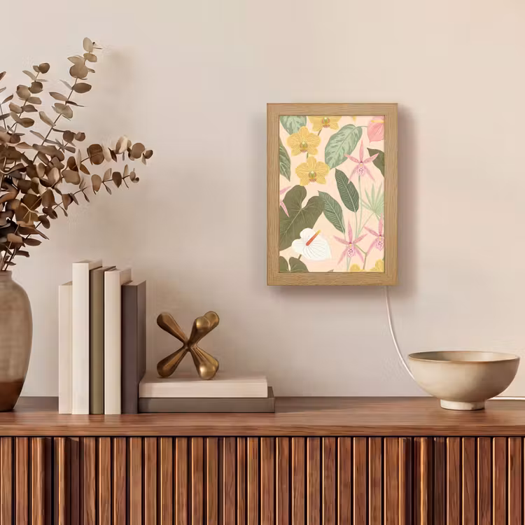 Patroon - Bloemen - Kleurrijk Light Box met kabel (Tafellamp) klein -sfeer2