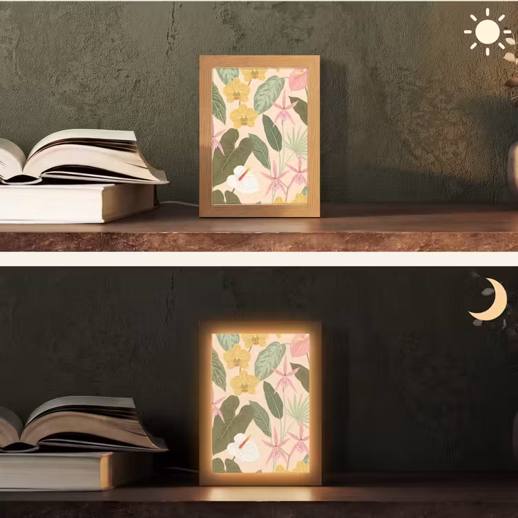Patroon - Bloemen - Kleurrijk Light Box met kabel (Tafellamp) klein -sfeer3