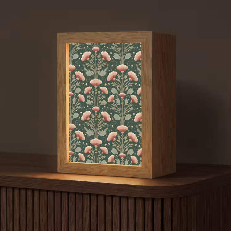Patroon - Botanisch - Kleurrijk Light Box met kabel (Tafellamp) klein 925 -z3d_website