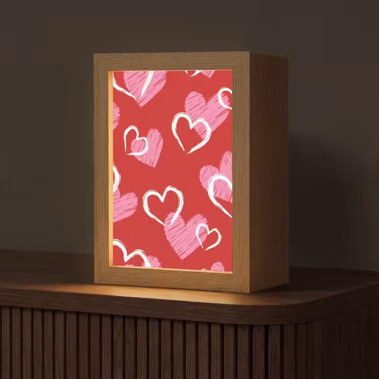 Patroon - Hartjes - Roze - Valentijn Light Box met kabel (Tafellamp) klein -z3d_website