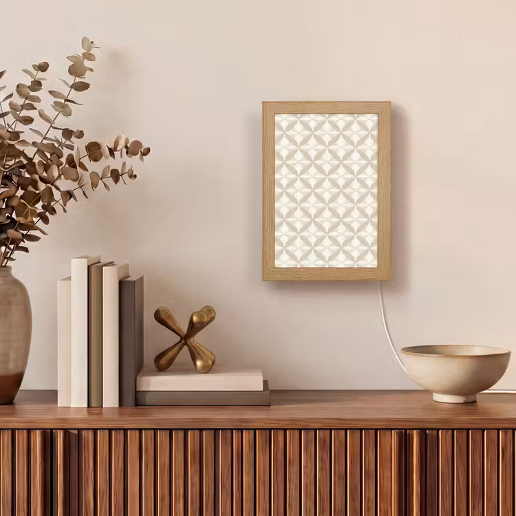 Patroon - Klassiek - Beige Light Box met kabel (Tafellamp) klein 925 -sfeer2