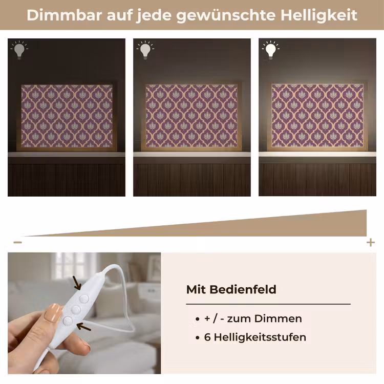 Patroon - Paars - Bloem Light Box met kabel (Tafellamp) klein -USP_dimbaarDE