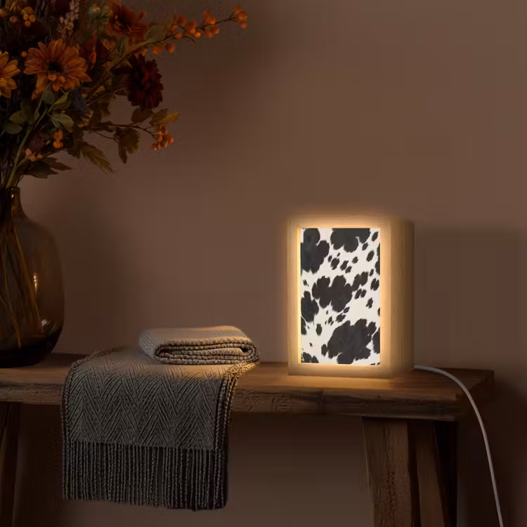 Patroon - Vacht - Zwart - Wit Light Box met kabel (Tafellamp) klein -sfeer4