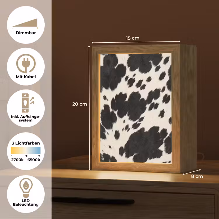 Patroon - Vacht - Zwart - Wit Light Box met kabel (Tafellamp) klein -USP_DE