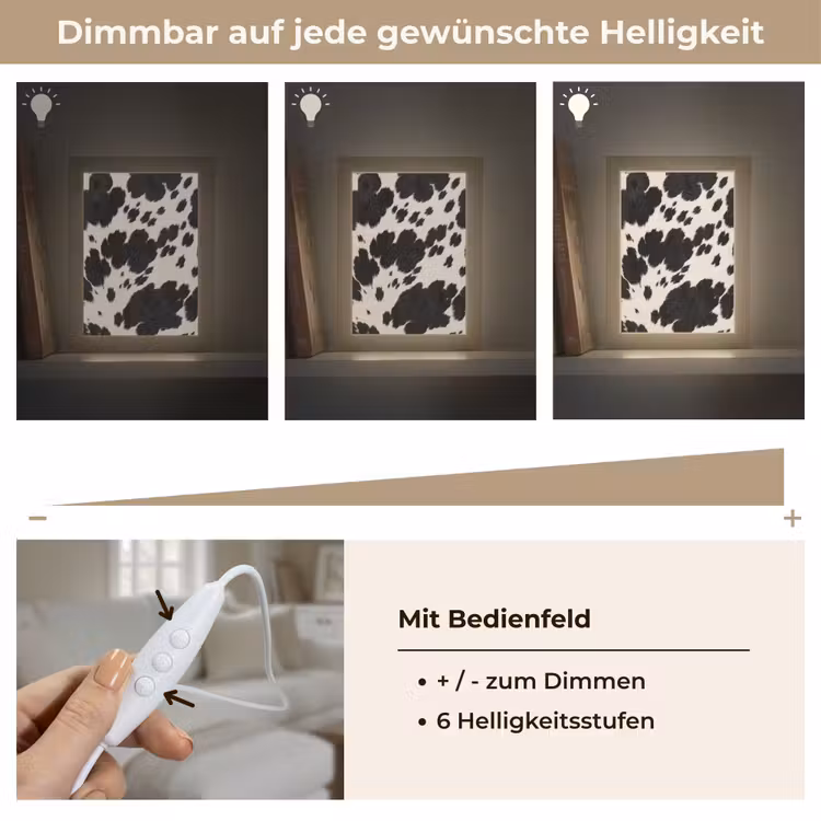 Patroon - Vacht - Zwart - Wit Light Box met kabel (Tafellamp) klein -USP_dimbaarDE