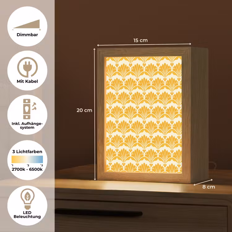 Patroon - Motief - Geel Light Box met kabel (Tafellamp) klein 925 -USP_DE