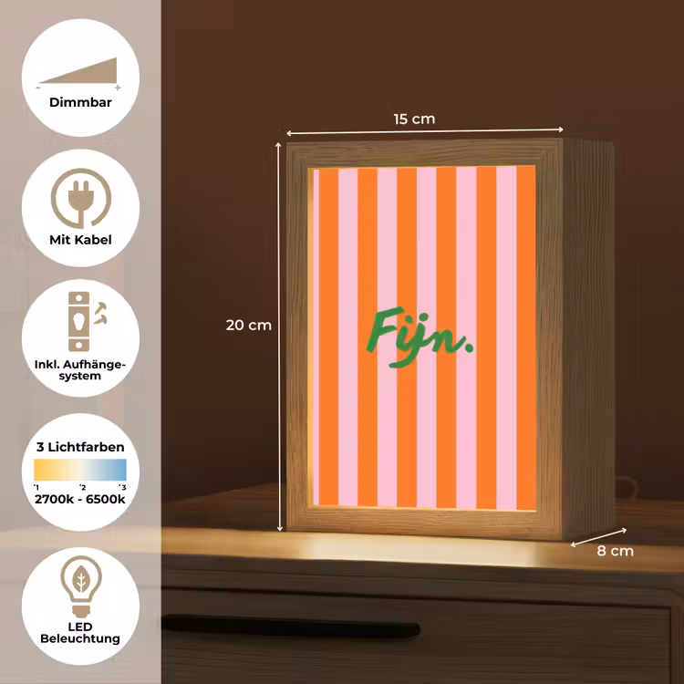 Patroon - Oranje - Fijn - Strepen Light Box met kabel (Tafellamp) klein -USP_DE