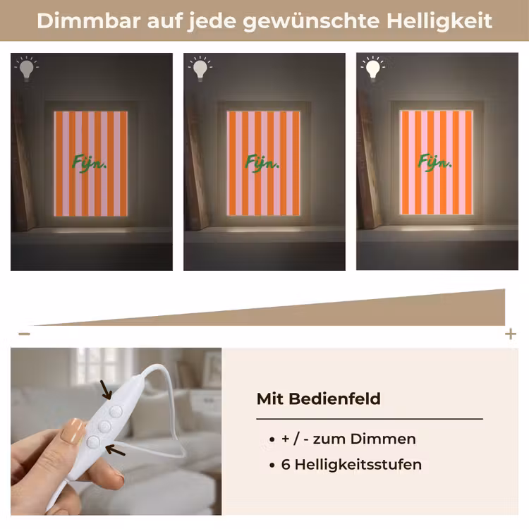 Patroon - Oranje - Fijn - Strepen Light Box met kabel (Tafellamp) klein -USP_dimbaarDE