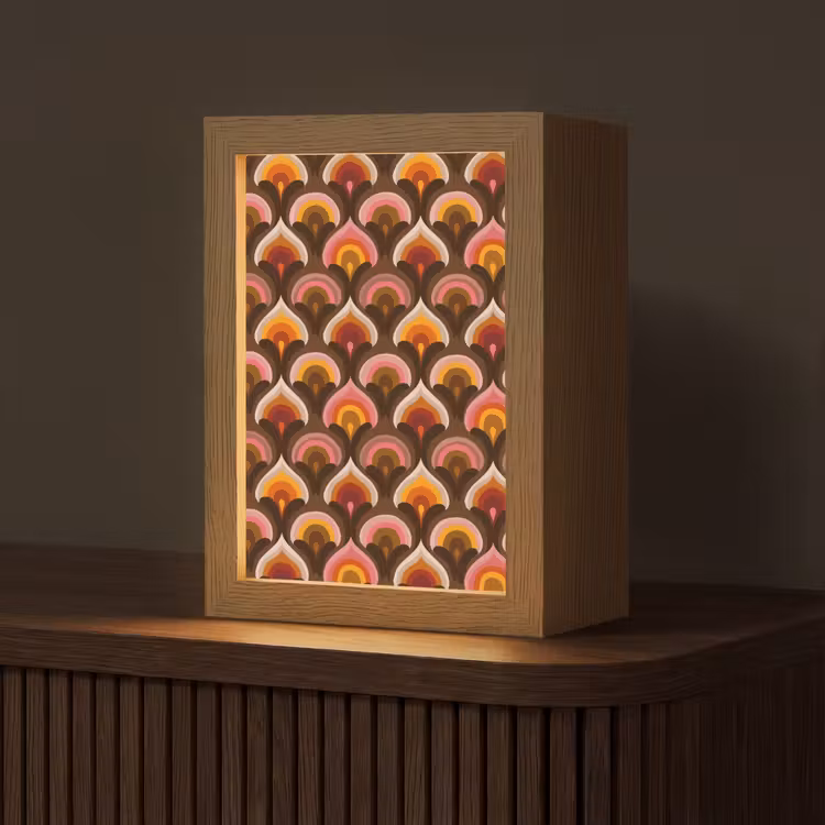 Patroon - Retro - Kleurrijk Light Box met kabel (Tafellamp) klein 925 -z3d_website