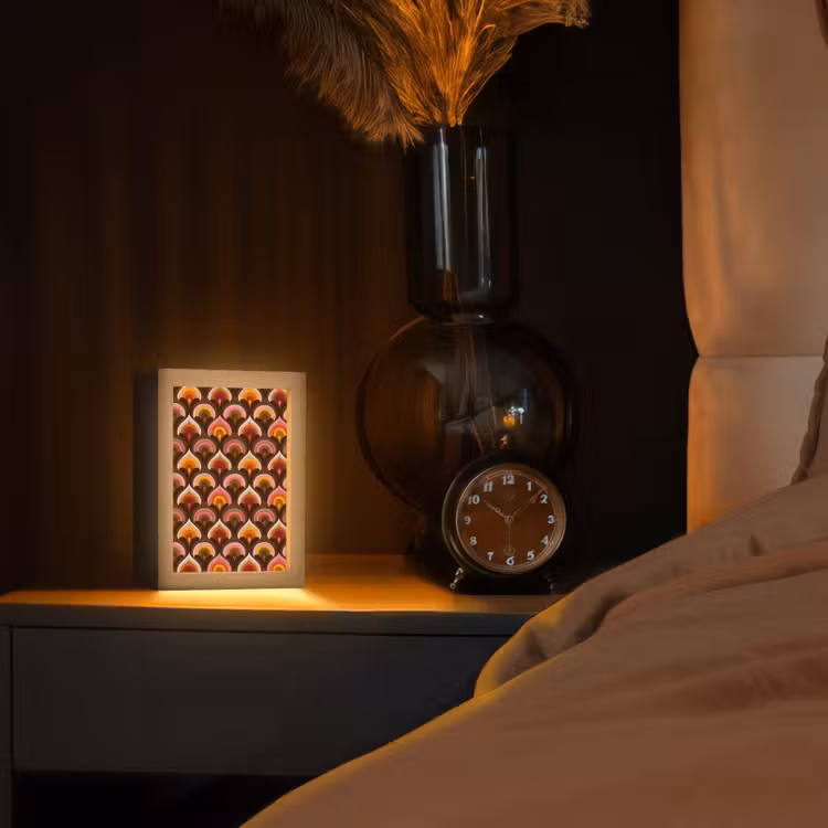 Patroon - Retro - Kleurrijk Light Box met kabel (Tafellamp) klein 925 -sfeer1