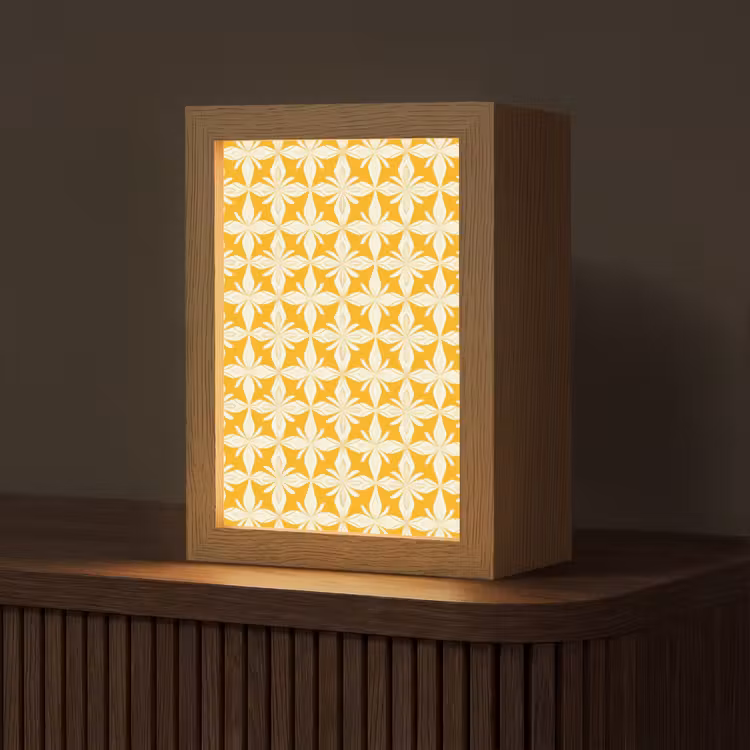 Patroon - Retro - Geel Light Box met kabel (Tafellamp) klein 925 -z3d_website