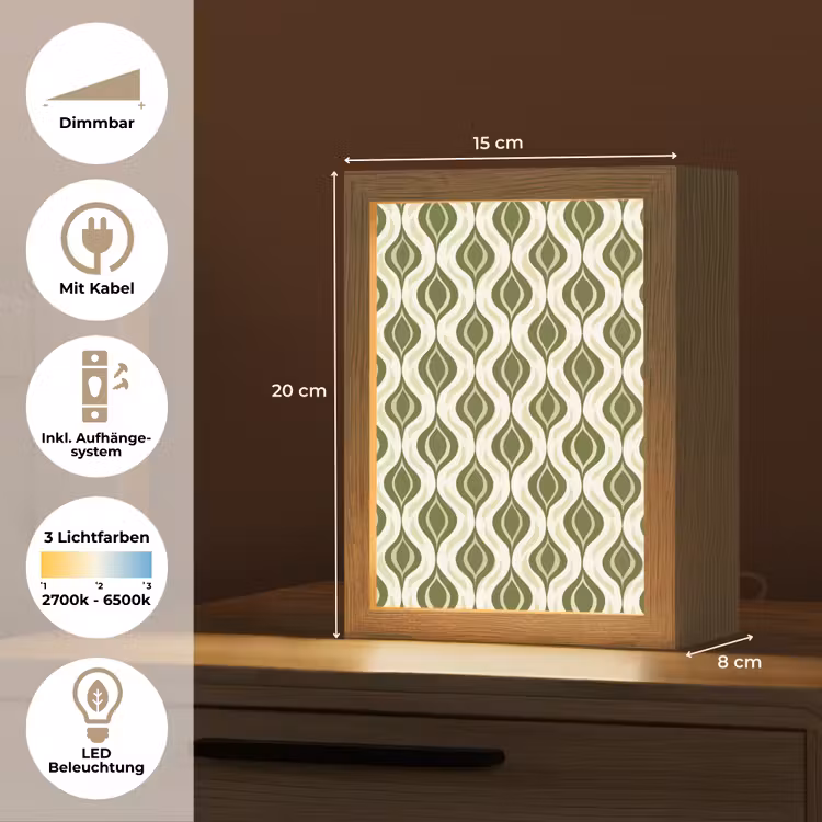 Patroon - Retro - Groen Light Box met kabel (Tafellamp) klein 925 -USP_DE