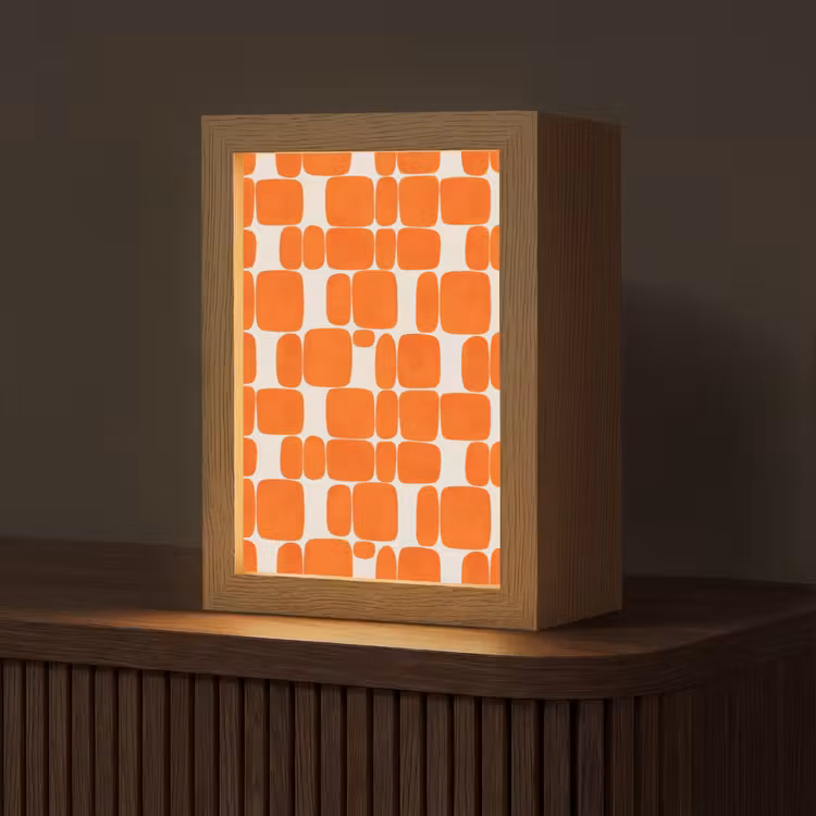 Patroon - Retro - Oranje Light Box met kabel (Tafellamp) klein 925 -z3d_website