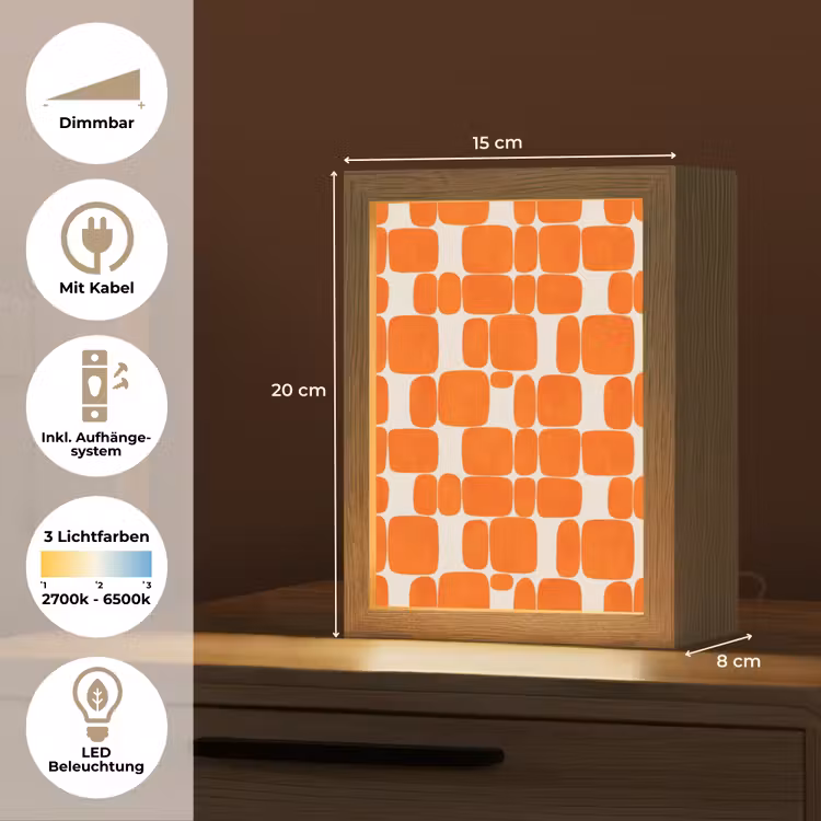 Patroon - Retro - Oranje Light Box met kabel (Tafellamp) klein 925 -USP_DE