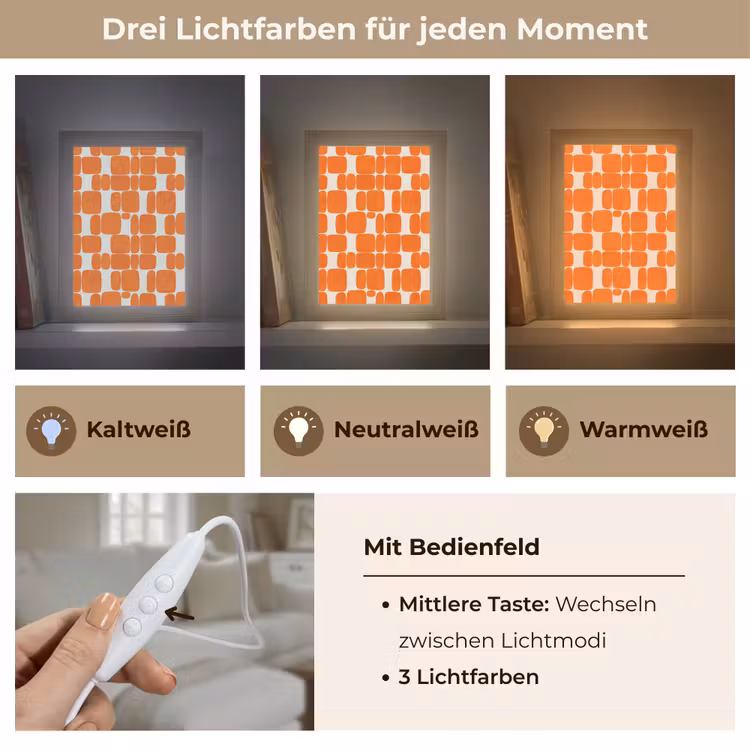 Patroon - Retro - Oranje Light Box met kabel (Tafellamp) klein 925 -USP_lichtkleurDE