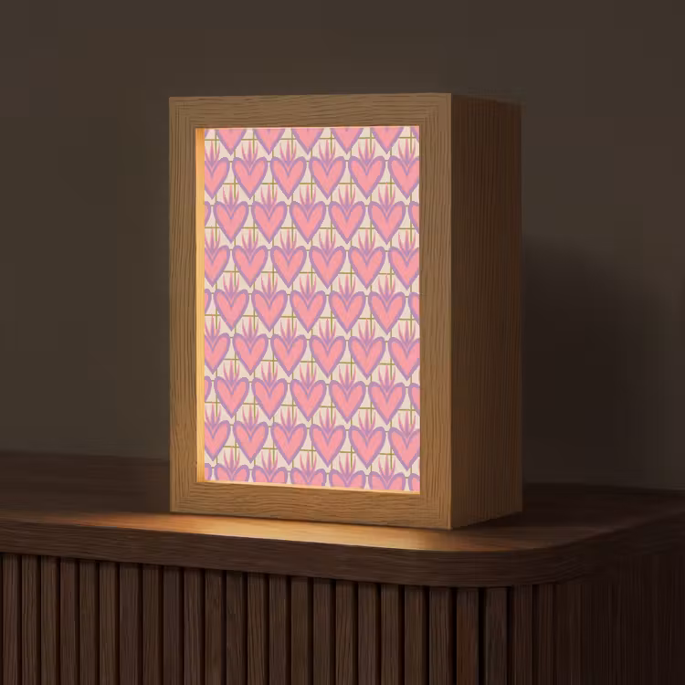 Patroon - Roze - Hartjes Light Box met kabel (Tafellamp) klein 925 -z3d_website