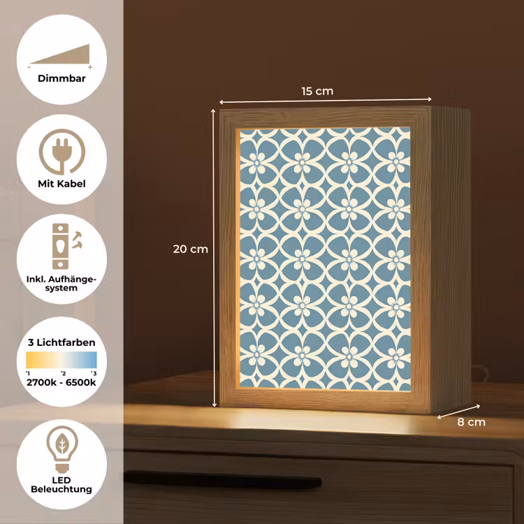 Patroon - Symmetrisch - Blauw Light Box met kabel (Tafellamp) klein 925 -USP_DE