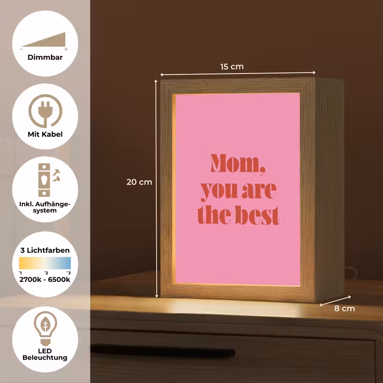 Moeder - Boodschap -Roze Light Box met kabel (Tafellamp) klein -USP_DE