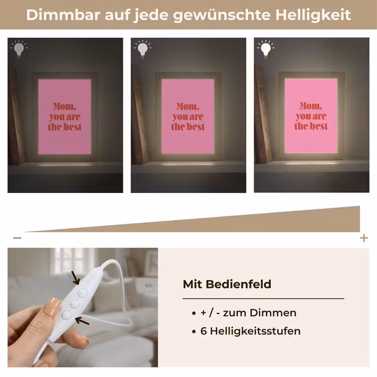 Moeder - Boodschap -Roze Light Box met kabel (Tafellamp) klein -USP_dimbaarDE