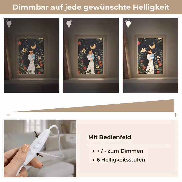 Moeder - Kind - Kleurrijk - Bloemen Light Box met kabel (Tafellamp) klein -USP_dimbaarDE