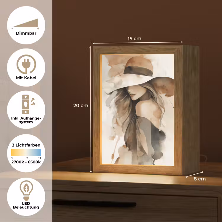 Mysterieus - Vrouw - Sepia Light Box met kabel (Tafellamp) klein -USP_DE