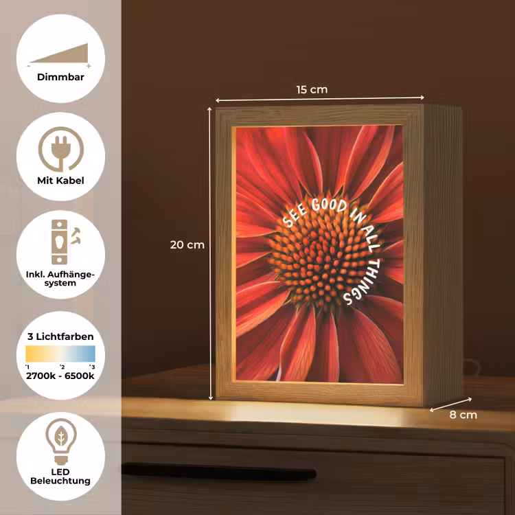 Close up - Bloem - Quote - Rood Light Box met kabel (Tafellamp) klein -USP_DE