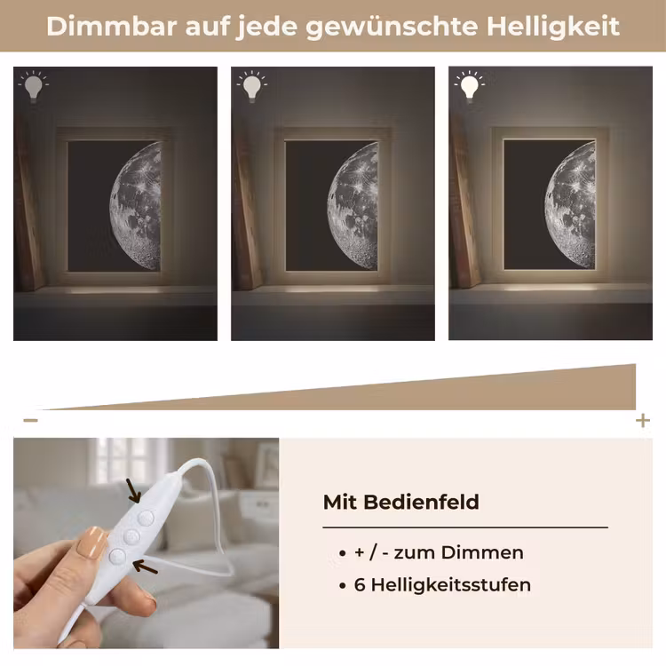 Close-up - Maan - Wit - Textuur Light Box met kabel (Tafellamp) klein -USP_dimbaarDE