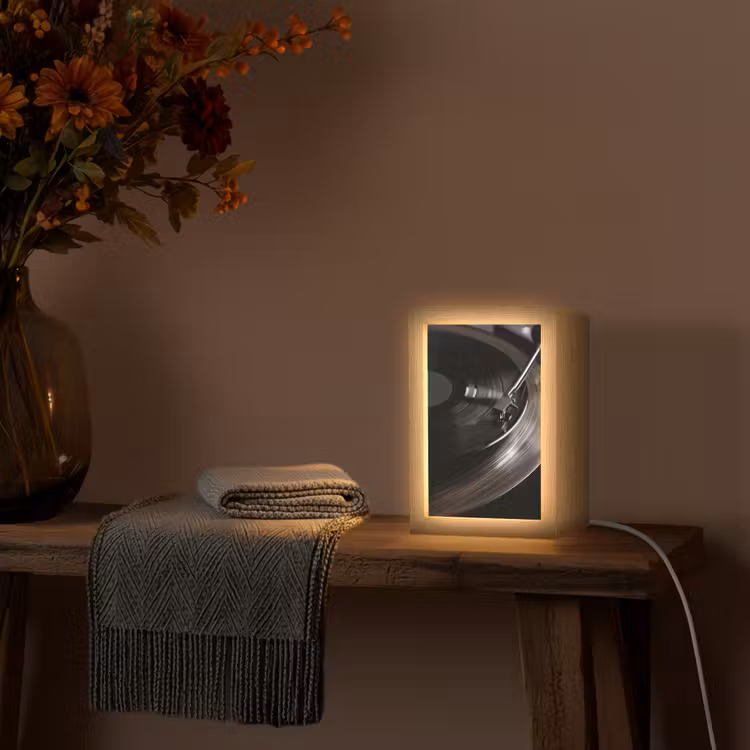 Close-up - Vinylplaat - Platenspeler - Zwart Light Box met kabel (Tafellamp) klein -sfeer4