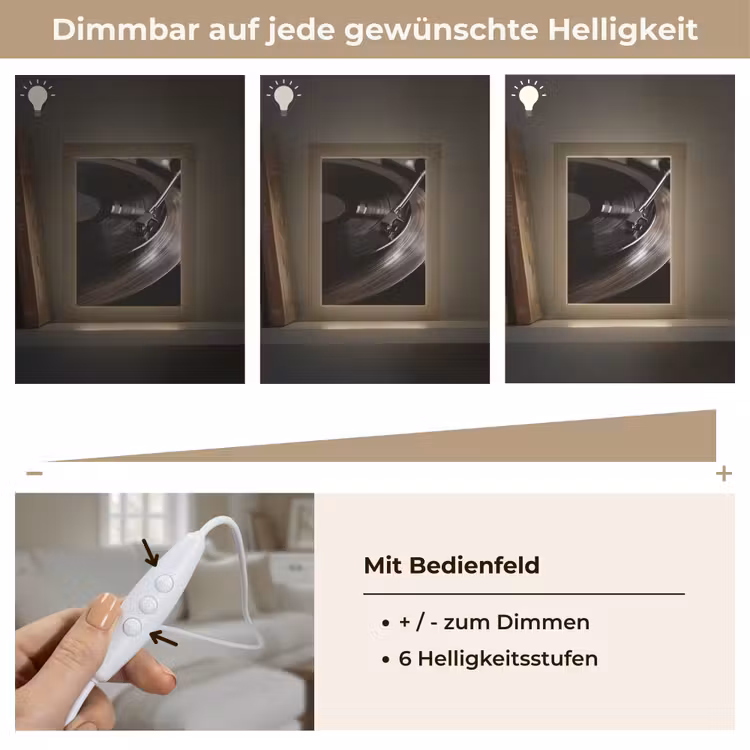 Close-up - Vinylplaat - Platenspeler - Zwart Light Box met kabel (Tafellamp) klein -USP_dimbaarDE