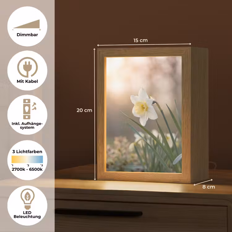 Narcis - Bloem - Minimalistisch Light Box met kabel (Tafellamp) klein -USP_DE