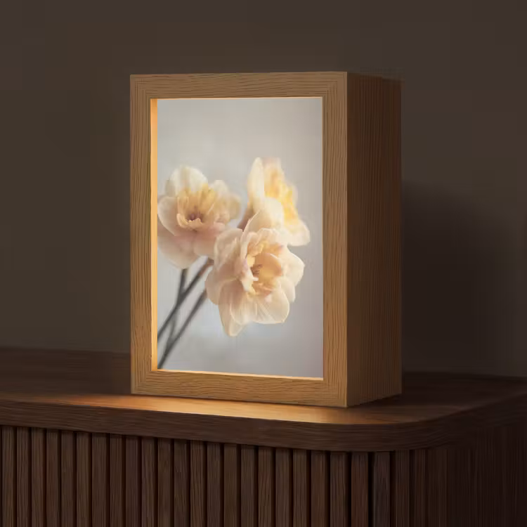 Narcissen - Geel - Bloemblaadjes Light Box met kabel (Tafellamp) klein -z3d_website