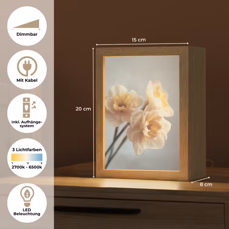 Narcissen - Geel - Bloemblaadjes Light Box met kabel (Tafellamp) klein -USP_DE