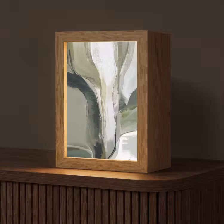 Natuur - Abstract - Groen - Penseelstreken Light Box met kabel (Tafellamp) klein -z3d_website