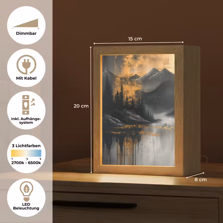 Natuur - Abstract - Landschap - Modern Light Box met kabel (Tafellamp) klein -USP_DE