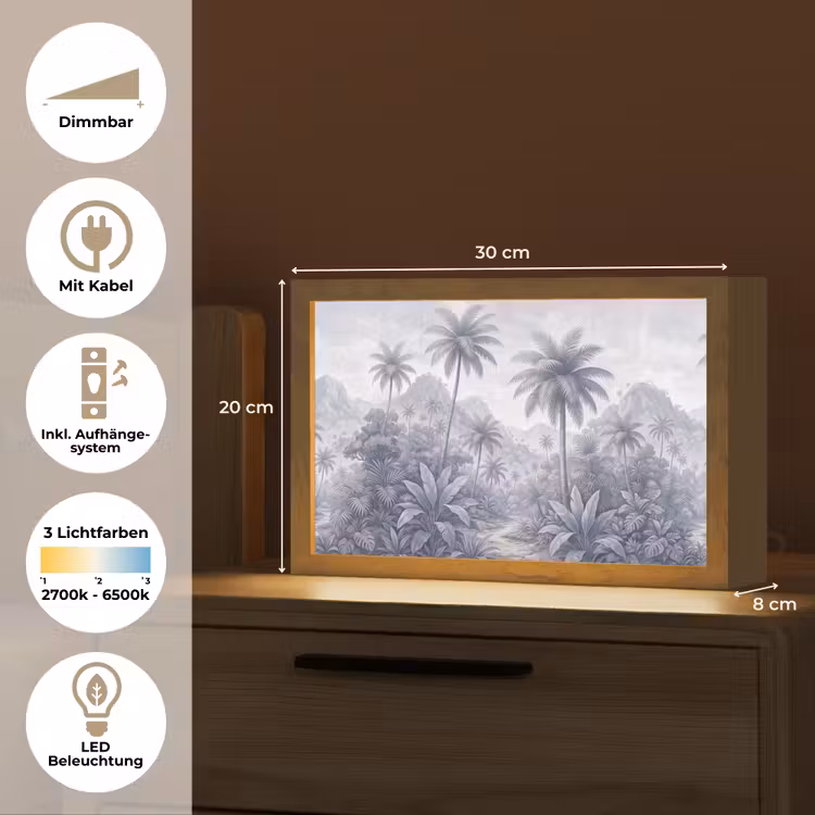 Natuur - Boom - Tropisch - Landschap - Blauw Light Box met kabel (Tafellamp) klein -USP_DE