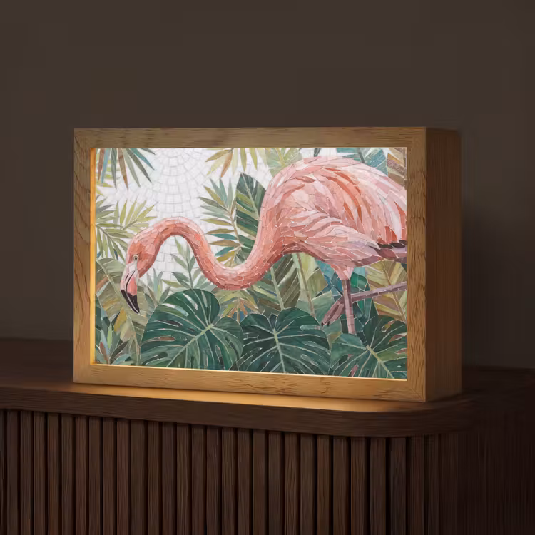 Natuur - Bladeren - Abstract - Groen - Vogel Light Box met kabel (Tafellamp) klein -z3d_website