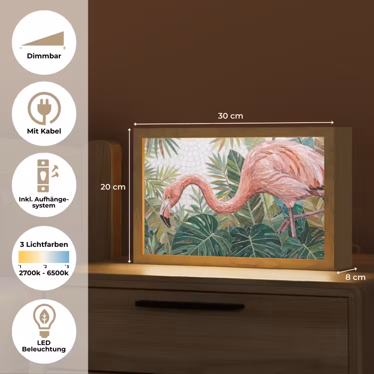 Natuur - Bladeren - Abstract - Groen - Vogel Light Box met kabel (Tafellamp) klein -USP_DE