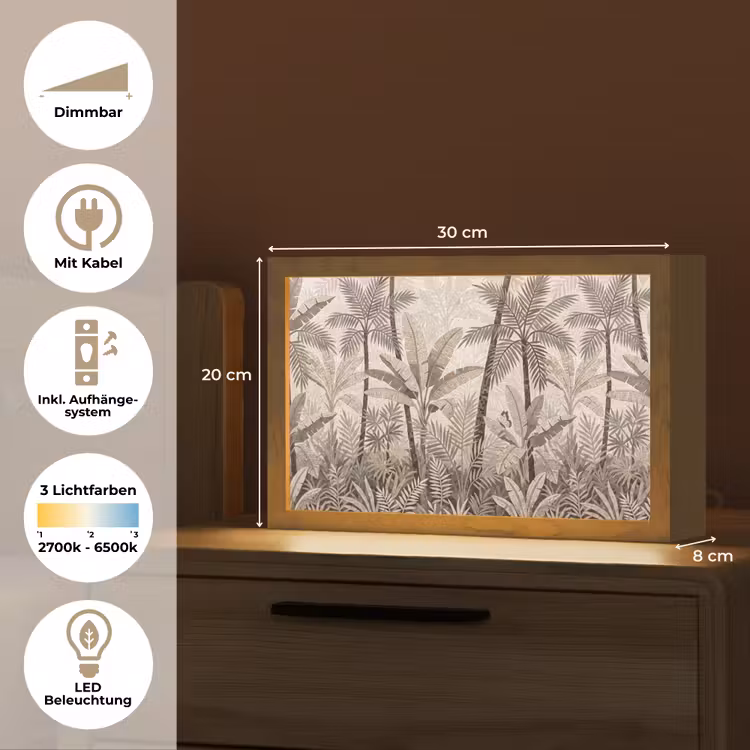 Natuur - Bladeren - Landschap - Mozaïek - Beige Light Box met kabel (Tafellamp) klein -USP_DE