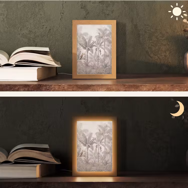 Natuur - Jungle - Ringstaartmaki - Bruin Light Box met kabel (Tafellamp) klein -sfeer3