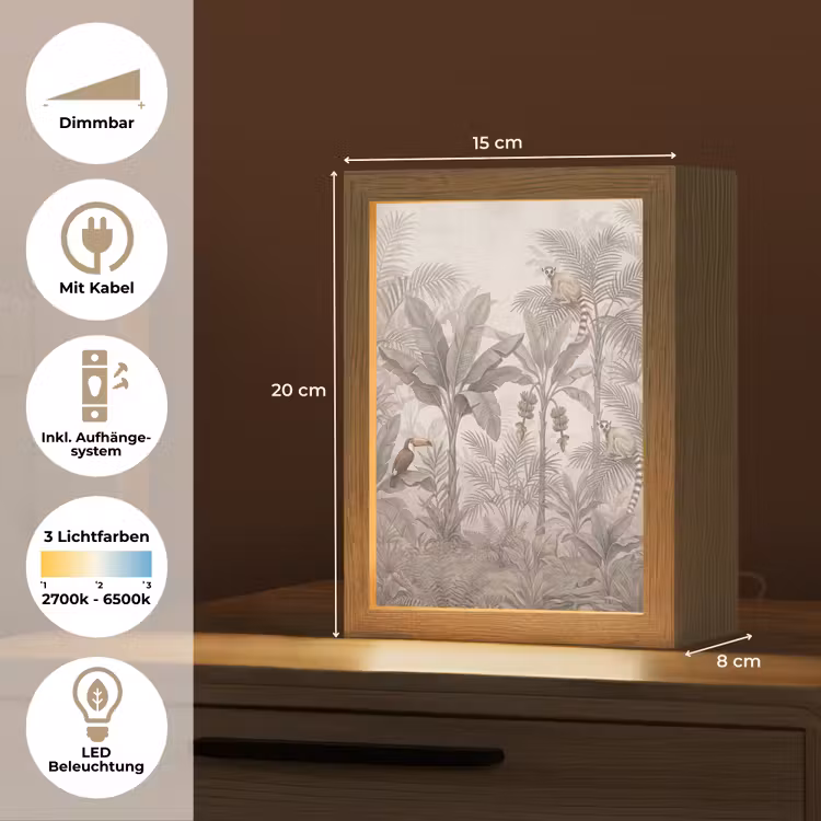 Natuur - Jungle - Ringstaartmaki - Bruin Light Box met kabel (Tafellamp) klein -USP_DE