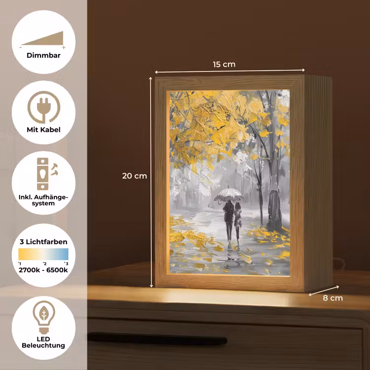 Natuur - Geel - Park - Zwart - Wit Light Box met kabel (Tafellamp) klein -USP_DE