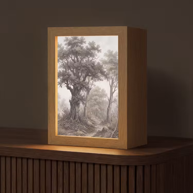 Natuur - Bos - Eik Light Box met kabel (Tafellamp) klein -z3d_website