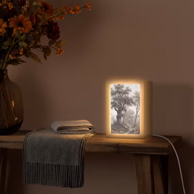 Natuur - Bos - Eik Light Box met kabel (Tafellamp) klein -sfeer4