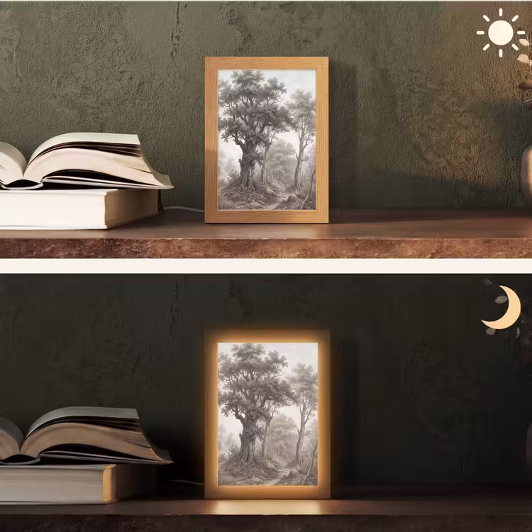 Natuur - Bos - Eik Light Box met kabel (Tafellamp) klein -sfeer3