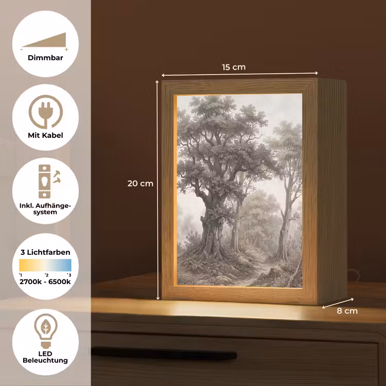 Natuur - Bos - Eik Light Box met kabel (Tafellamp) klein -USP_DE