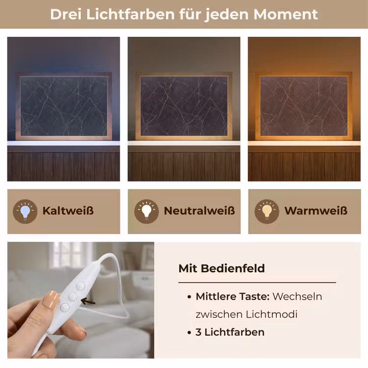 Natuursteen - Marmerpatroon - Abstract - Modern - Zwart - Goud Light Box met kabel (Tafellamp) klein -USP_lichtkleurDE